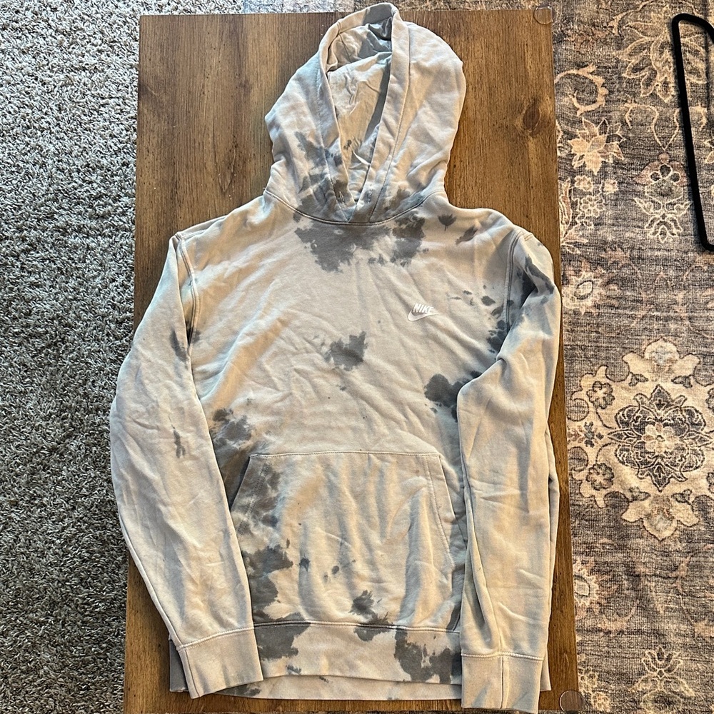 Nike Gray and Black Tie-Dye Hoodie